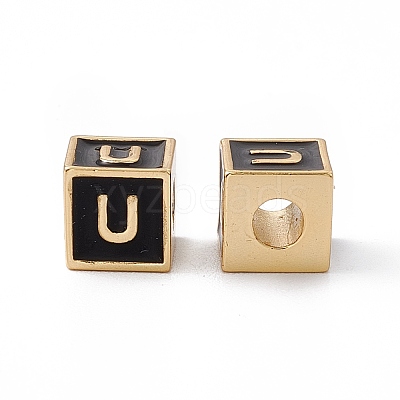 Rack Plating Brass Enamel Beads KK-B060-04G-01U-1