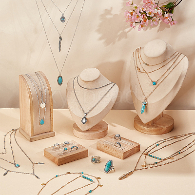 15Pcs 15 Style Oval & Teardrop & Feather Synthetic Turquoise Pendants Multi-layer Necklaces & Finger Rings SJEW-AN0001-43-1