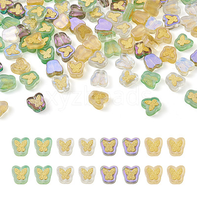96Pcs 4 Colors Electroplate Transparent Handmade Lampwork Beads LAMP-CW0001-02-1