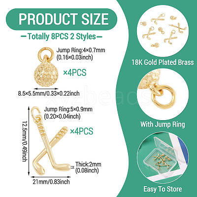 8Pcs 4 Styles Brass Pendants KK-TA0009-02-1