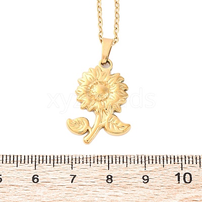 304 Stainless Steel Flower Pendant Necklaces NJEW-H059-30C-G-1