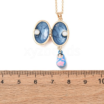 Magnetic Brass Enamel Egg with Girls Locket Pendant Necklaces for Women KK-CBAF5B9-02G-01-1
