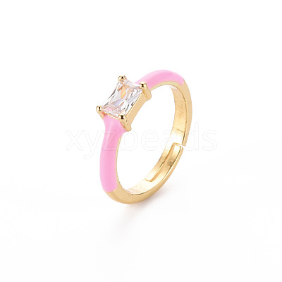 Brass Enamel Cuff Rings RJEW-T016-23G-NF-1