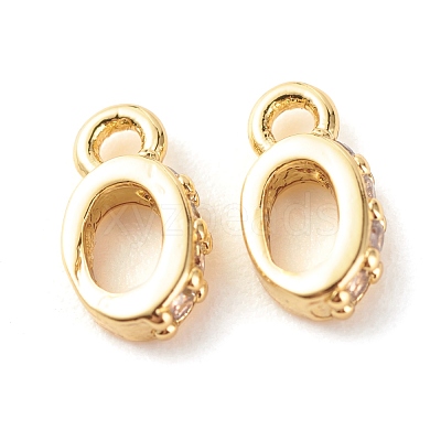 Brass Micro Pave Clear Cubic Zirconia Charms ZIRC-P094-11G-RS-1