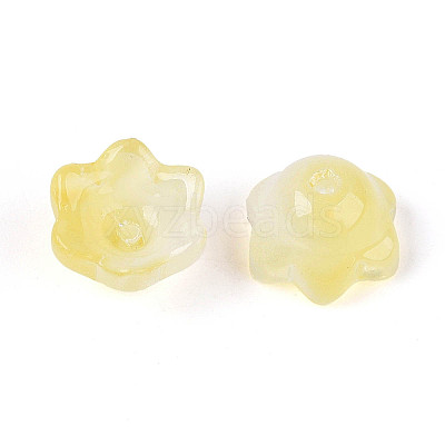 Transparent Two Tone Spray Painted Glass Bead Caps A-GLAA-Q089-002B-009-1