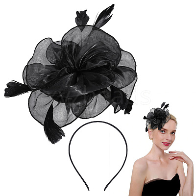 Organza Hat Hair Clips and Hair Bands for Women OHAR-WH0034-37-1
