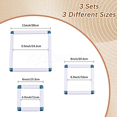 3 Stes 3 Styles Plastic Cross Stitch Embroidery Hoops DIY-CP0012-44A-1
