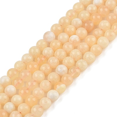 Natural Yellow Calcite Beads Strands G-C251-A01-6mm-1