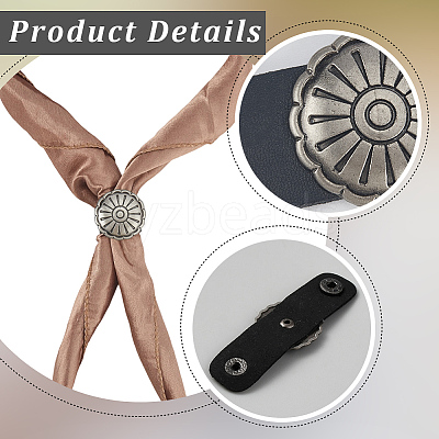 4Pcs 4 Styles PU Leather with Alloy Scarf Clips FIND-CL0002-25-1