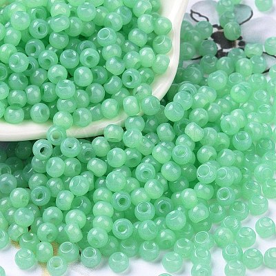 6/0 Imitation Jade Glass Seed Beads SEED-T006-04A-10-1