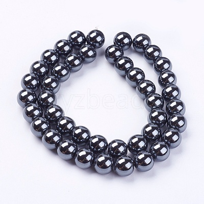 Non-Magnetic Synthetic Hematite Beads Strands X-G-H1623-8mm-3-1