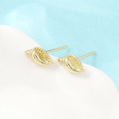 Brass Stud Earrings EJEW-P346-01B-G-1