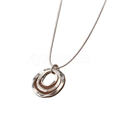 Alloy Triple Ring Pendant Necklaces for Women Men WG3F07B-01-1