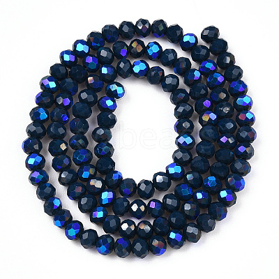Electroplate Opaque Solid Color Glass Beads Strands EGLA-A034-P4mm-L22-1