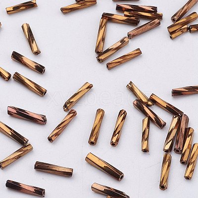 Glass Twisted Bugle Beads X-SEED-E002-9mm-881#-1