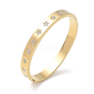 304 Stainless Steel & Rhinestone Hinged Bangles for Women BJEW-Z178-06G-1