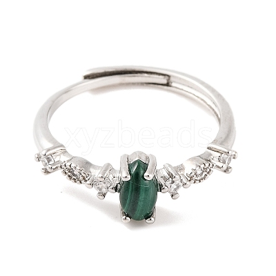 Horse Eye Natural Malachite Adjustable Rings RJEW-Q817-02P-06-1