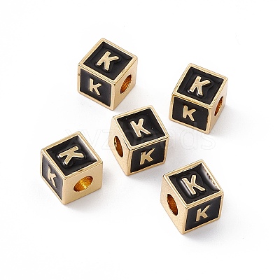 Rack Plating Brass Enamel Beads KK-B060-04G-01K-1