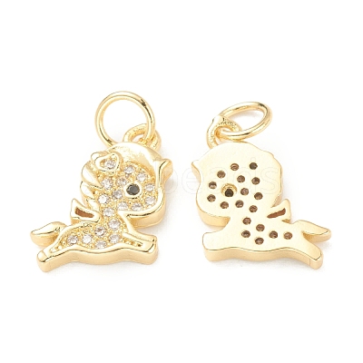 Brass Micro Pave Clear Cubic Zirconia Charms ZIRC-B010-35G-1