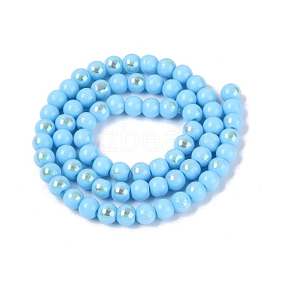 Electroplate Opaque Glass Beads Strands EGLA-Q132-6MM-01C-13-1