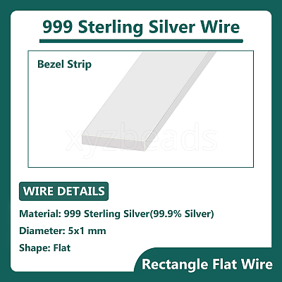 1Pc 999 Fine Silver Sterling Silver Flat Wire STER-BC0002-30-1