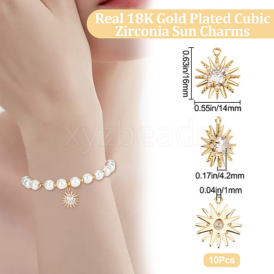 10Pcs Brass Micro Pave Clear Cubic Zirconia Pendants KK-BBC0005-87-1
