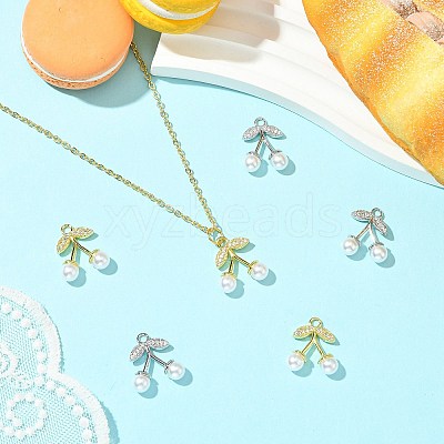 6Pcs 2 Colors Brass Micro Pave Clear Cubic Zirconia Pendants KK-CJ0003-19-1
