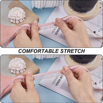 Nylon Chiffon Elastic Lace Trim OCOR-WH0082-159B-1