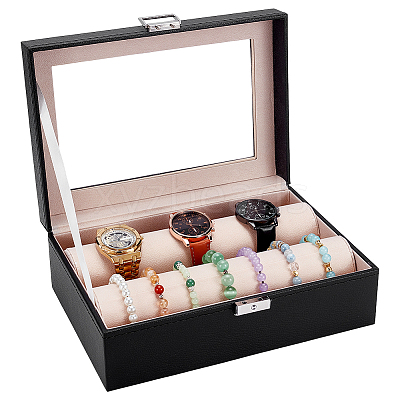 PU Leather Watch Organizer Display Cases CON-WH0086-231-1
