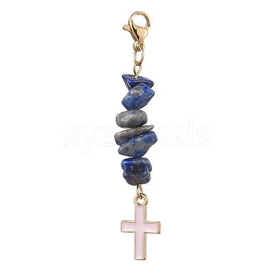 Natural Mixed Gemstone Pendant Decorations HJEW-JM01793-1