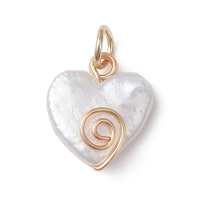 Natural Keshi Pearl Heart Charms PALLOY-JF04809-01-1