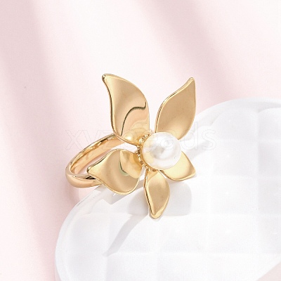 Opaque Acrylic Imitation Pearl Finger Rings RJEW-P177-03B-G-1