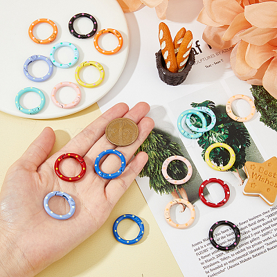 20Pcs 10 Colors Zinc Alloy Spring Gate Rings FIND-HY0002-97-1