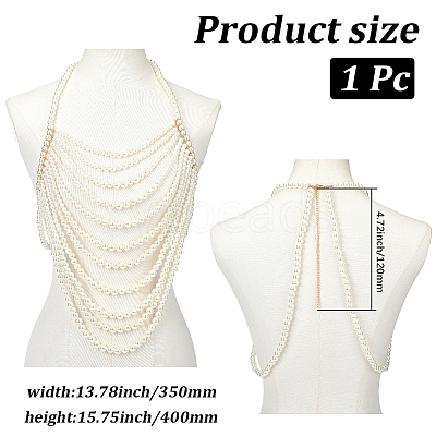 Plastic Imitation Pearl Round Beaded Shoulder Chains AJEW-WH20006-210-1