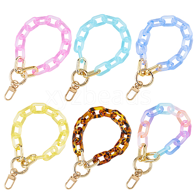 6Pcs 6 Colors Transparent Acrylic Cable Chain Wristlet Straps HJEW-FH0001-24-1