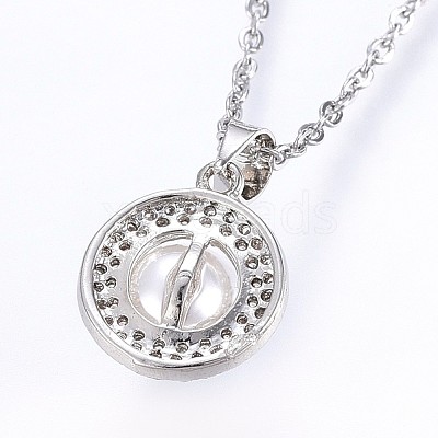 Brass Micro Pave Cubic Zirconia Pendant Necklaces NJEW-H486-16P-1