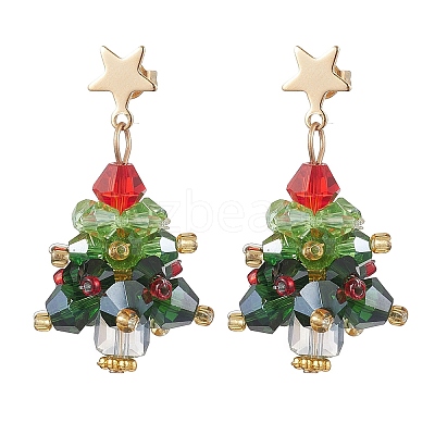 Glass Dangle Earrings EJEW-JE05961-1