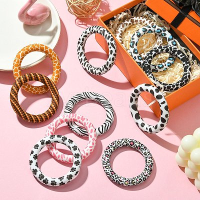 12Pcs 12 Styles Animal Print Silicone Beads SIL-CJ0001-33-1