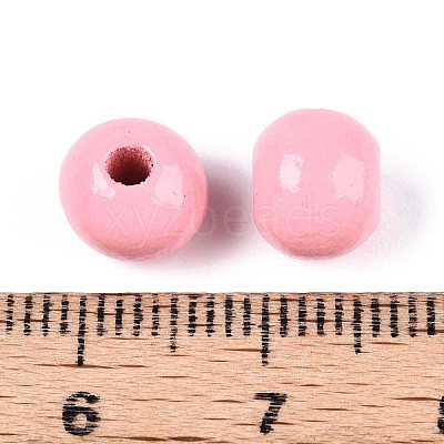 Spray Painted Round Natural Schima Wood Beads WOOD-A018-8mm-06-1