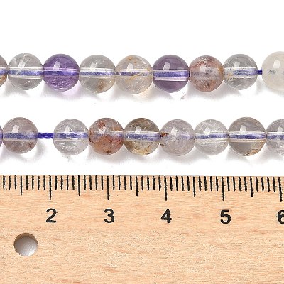 Natural Purple Phantom Quartz Purple Lodolite Quartz Beads Strands G-L644-D01-6mm-1