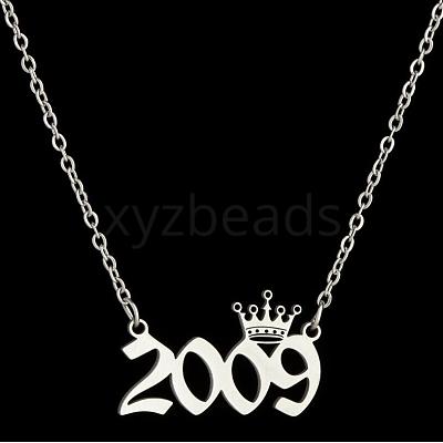 Crown Birth Year 201 Stainless Steel Pendant Necklaces for Women FS-WG4E8F2-70-1