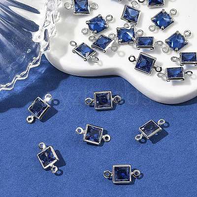 SHEGRACE Brass Pave Cubic Zirconia Square Connector Charms XGRQ2O562-440C-P-1