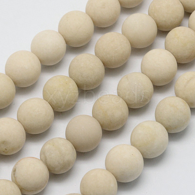 Natural Fossil Beads Strands X-G-D694-8mm-1