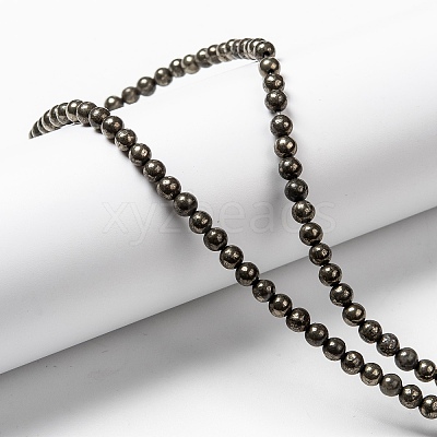 Natural Pyrite Beads Strands X-G-L031-4mm-01-1