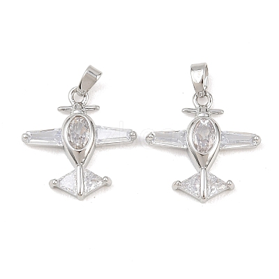 Brass Micro Pave Clear Cubic Zirconia Pendants KK-G549-18A-P-1