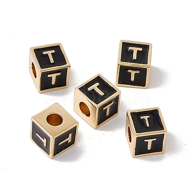 Rack Plating Brass Enamel Beads KK-B060-04G-01T-1