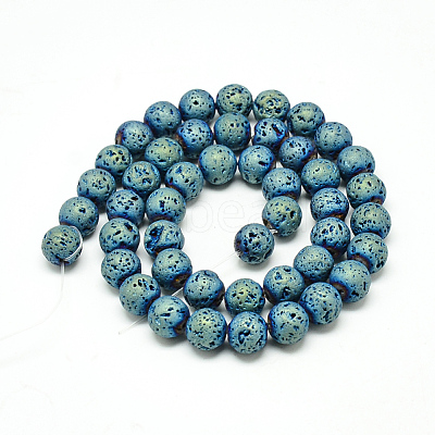 Electroplate Natural Lava Rock Beads Strands G-T058-03C-4MM-1