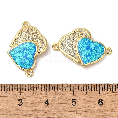 Rack Plating Brass Micro Pave Clear Cubic Zirconia Connector Charms KK-P268-20G-04-1