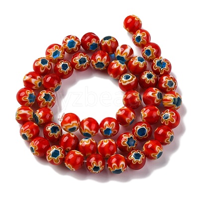 Handmade Millefiori Lampwork Beads Strands LAMP-G164-05A-1