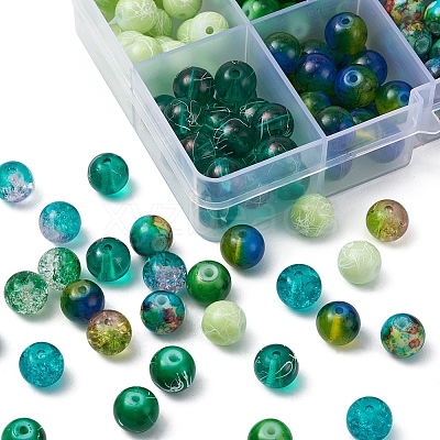 10 Style Spray Painted & Drawbench Transparent & Baking Paint Glass Beads GLAA-YW0001-26E-1